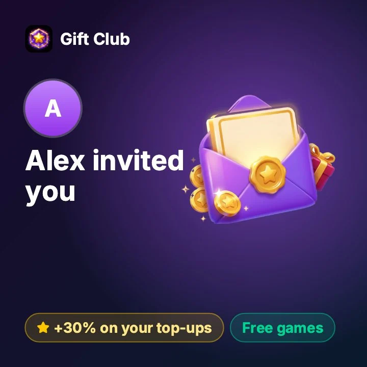 The Telegram invite card Gift Club draws for you, with your name and the friend's bonus